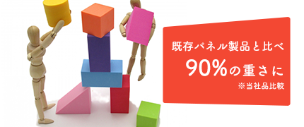 既存パネル製品と比べ90%軽量化※当社品比較