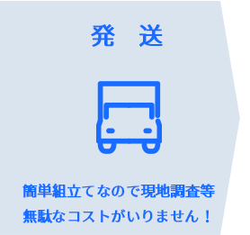 発送 簡単組立てなので現地調査等無駄なコストがいりません！